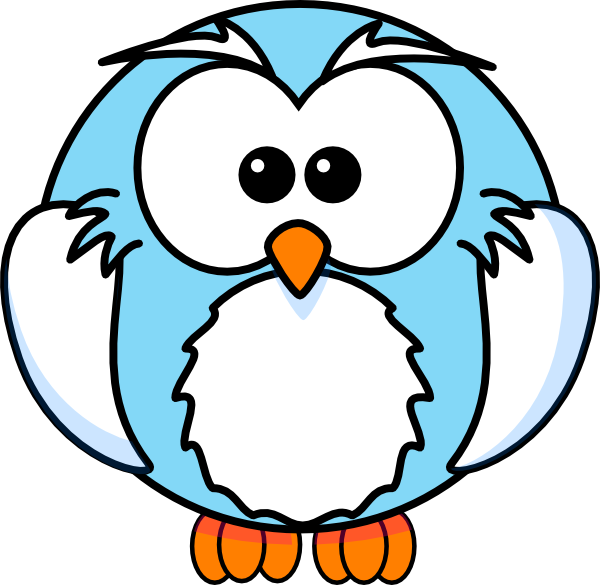 Light Blue Owl Cartoon Clip Art At Clker - Cartoon Black And White Owl (600x585)