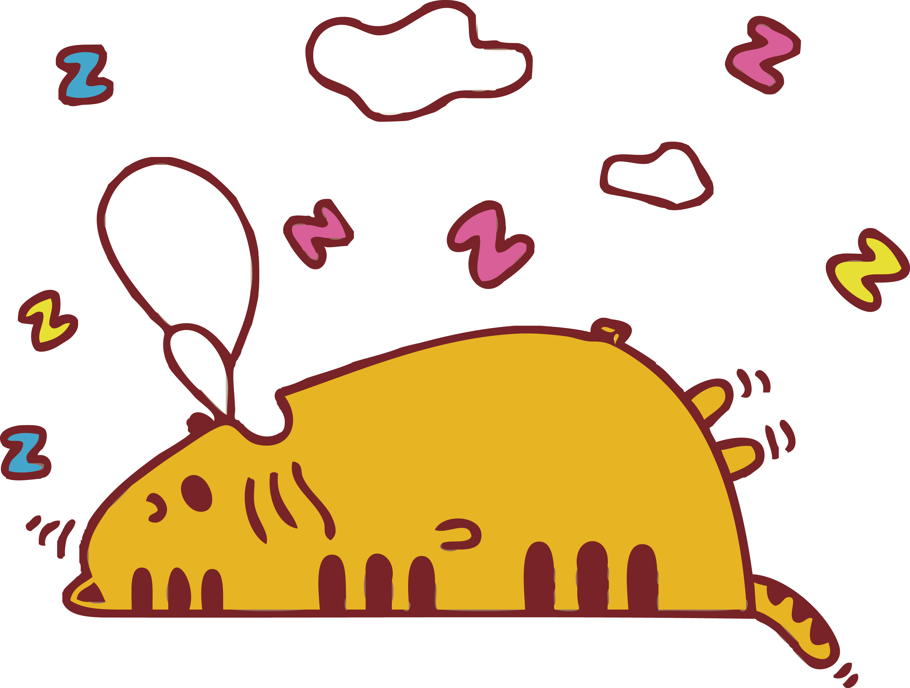 Cat Wall Sticker Clip Art - Cute Lazy Cat Cartoon (3126x2362)