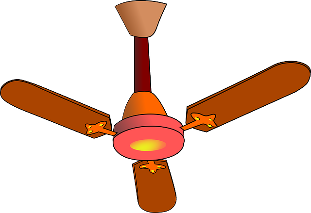 Summer House, Fan, Table, Cartoon, Electric, Air, Summer - Ceiling Fan Clipart (640x439)