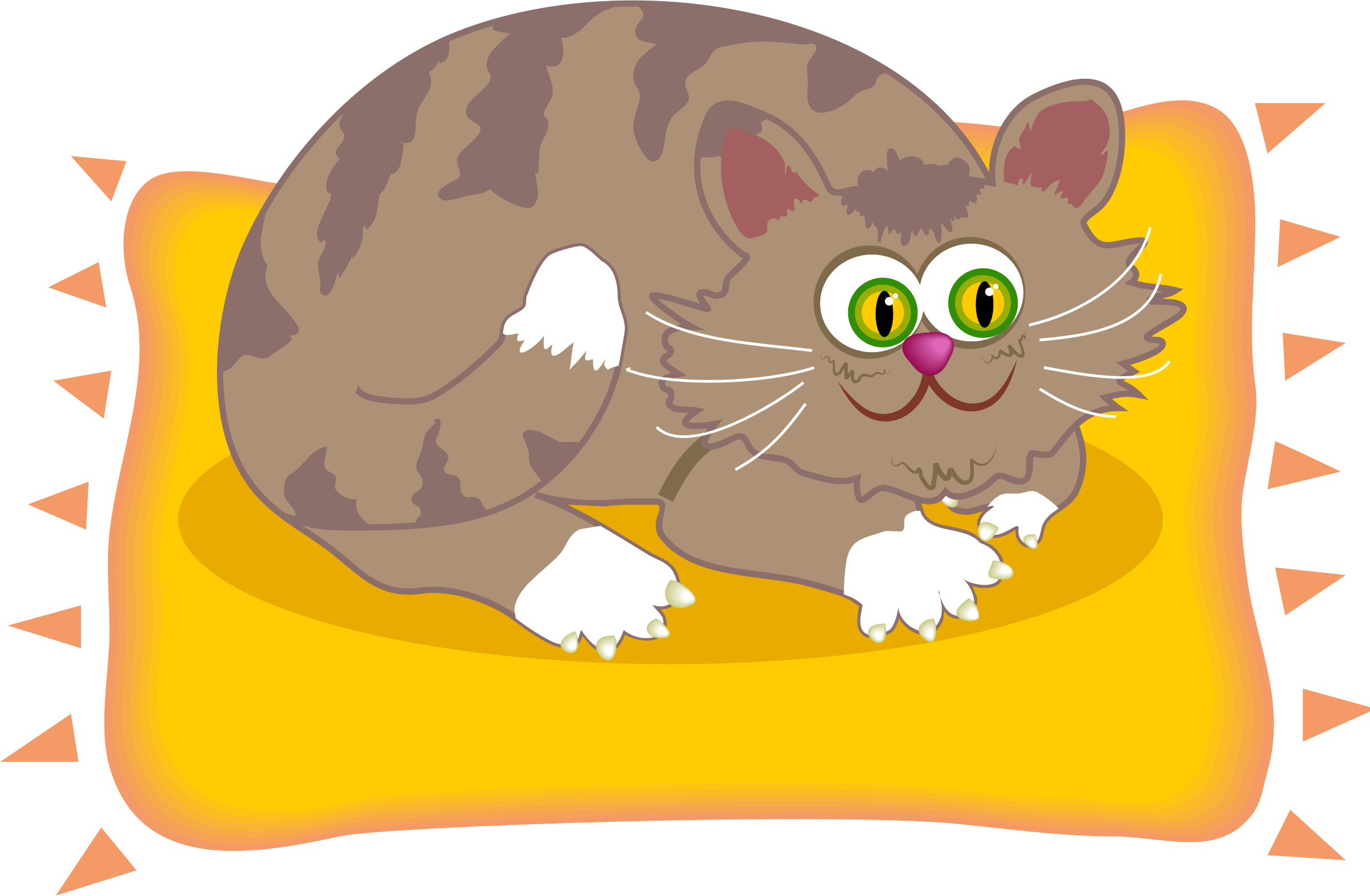 Cat On The Mat Clipart - Cat On The Mat Clipart (2400x1570)