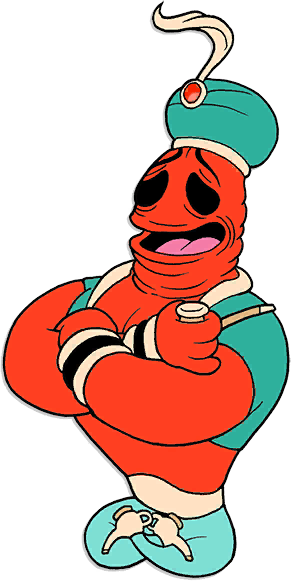 When Djimmi Releases The Skull Attack But The Flames - Cuphead Djimmi The Great Glitch (291x581)