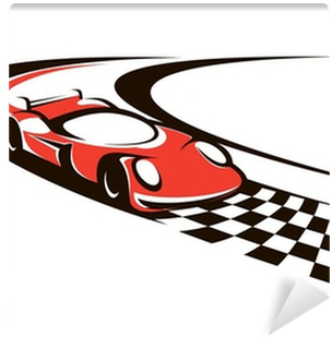 Speeding Racing Car Crossing The Finish Line Wall Mural - Bandera De Competicion (400x400)
