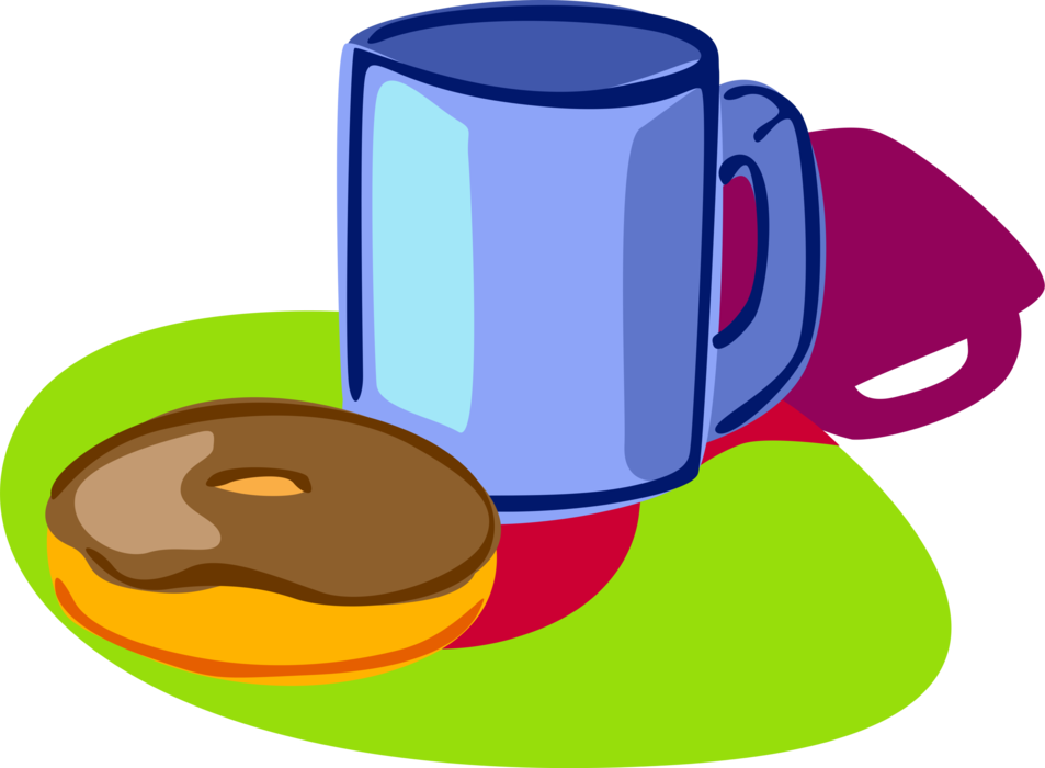 Vector Illustration Of Morning Cup Of Coffee And Chocolate - Doughnut (953x700)
