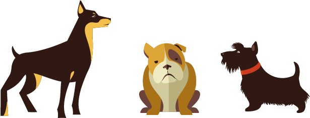 Dog Walking - Art Print: Marish's Dogs Vector Set Of Icons And Illustrations, (960x236)