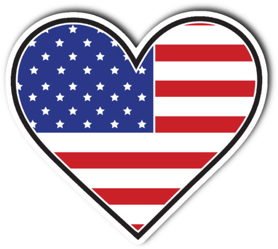 Usa Flag Heart Vinyl Die Cut Sticker - American Flag In The Shape Of A Heart (600x600)