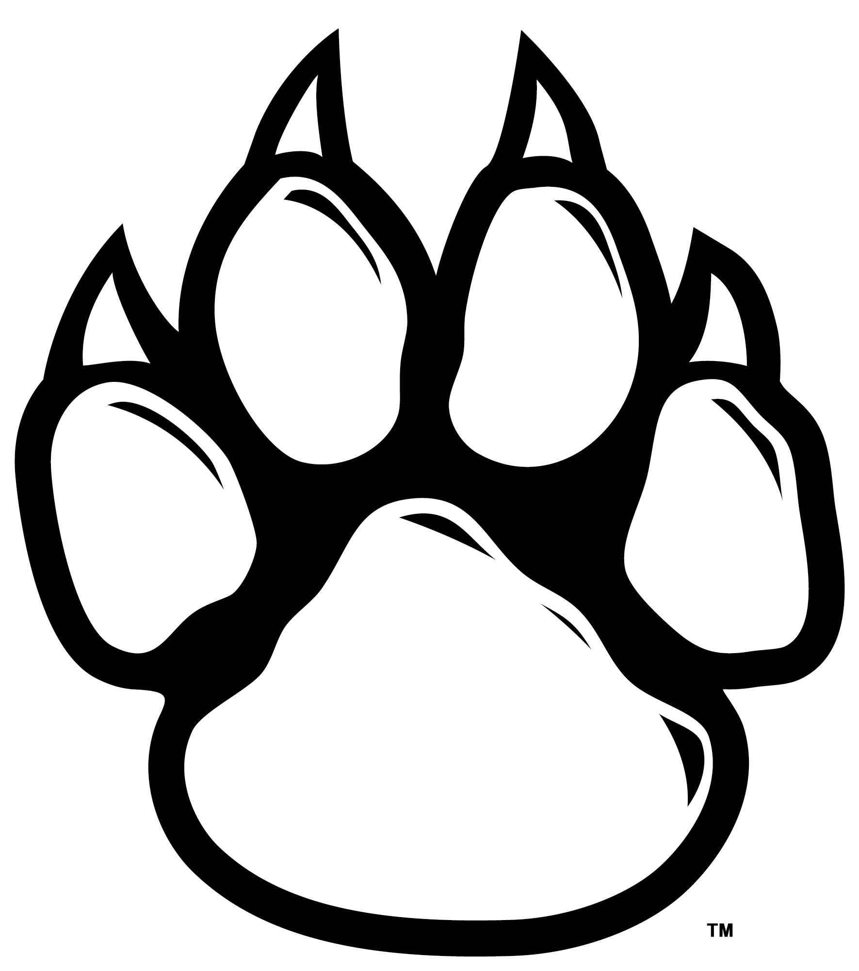 Panther Clipart Cat Claw - Paw Print Outline Transparent (2346x2546)