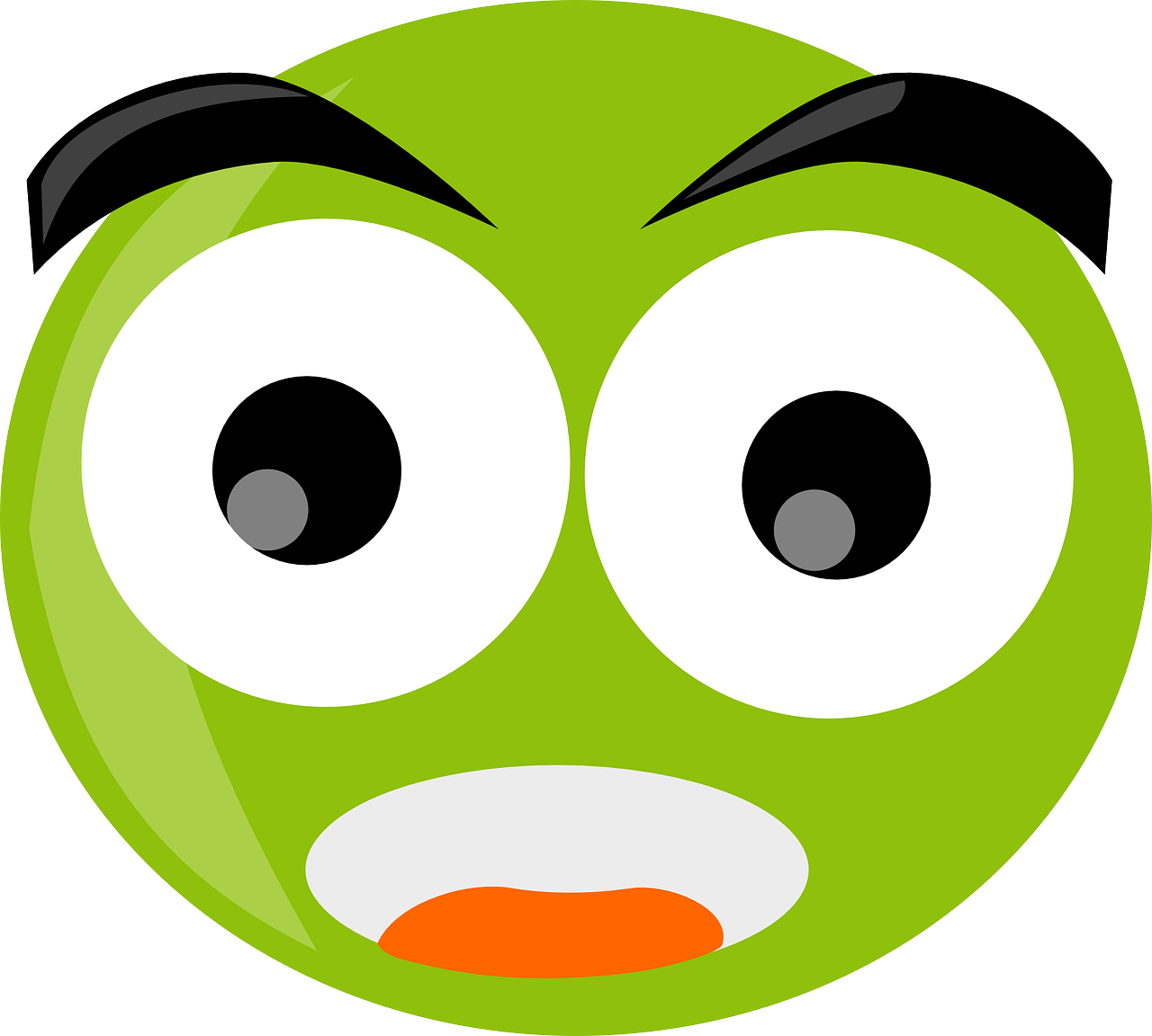Shocked Face Smiley - Eyes Open Wide Cartoon (2400x3394)