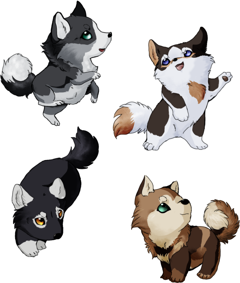 Cute Chibi Wolf Pups - Chien Manga (900x1016)