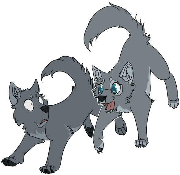 Cute Chibi Wolf Pups - Gray Wolf (600x581)