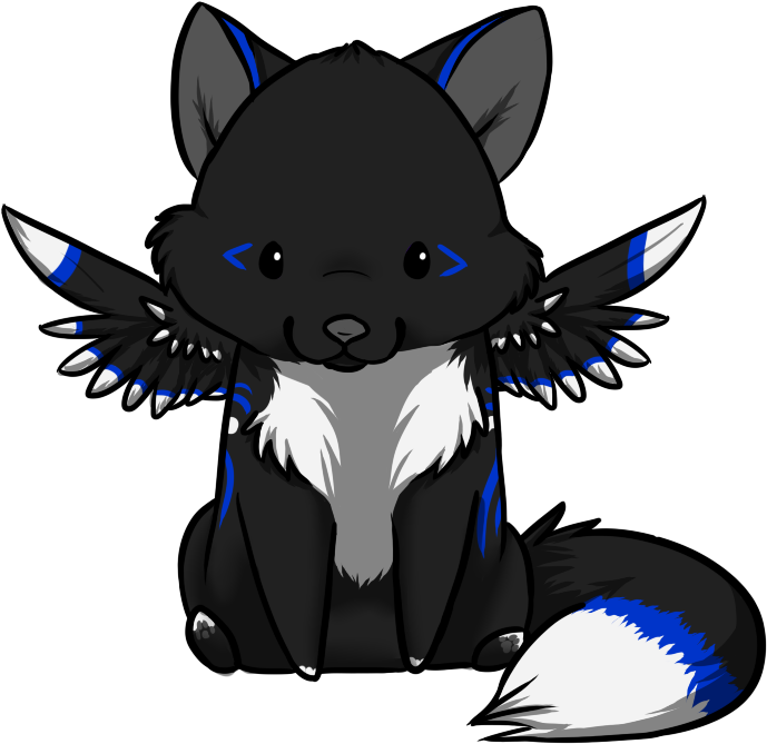 Chibi Wolf Pup With Wings - Drawing (800x700)
