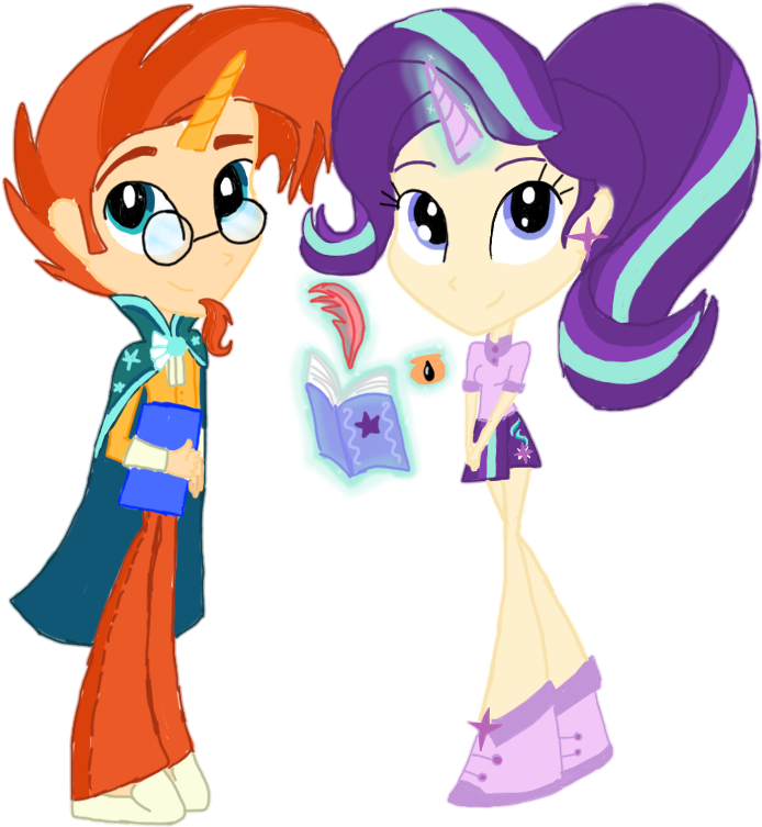 Chibi Starlight And Sunburst - Mlp Eg Sunburst (704x781)