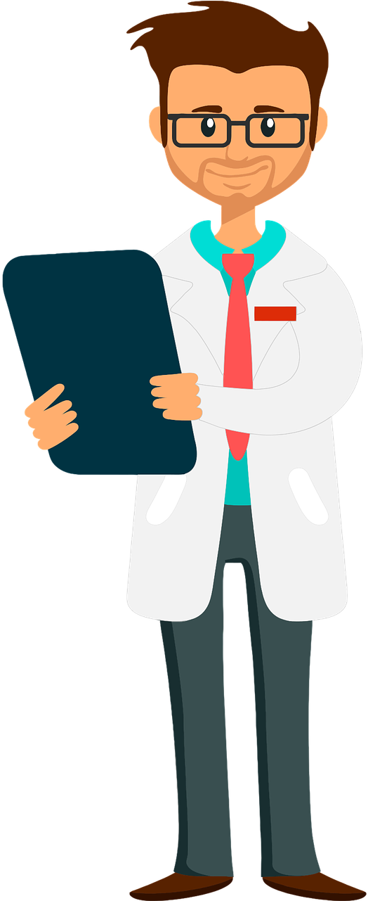 Cartoon Of A Man Wearing A Lab Coat With A Clipboard - Clipart Of A Doctor (640x1280)