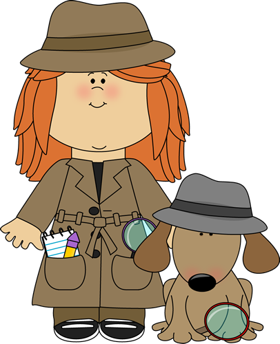Girl Detective With Dog - Prepositions Of Time Reading Comprehension (406x500)