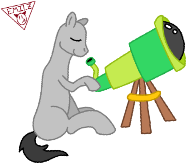 Pony Base Gazing Through A Telescope By Emilz The Half - Cartoon (400x382)