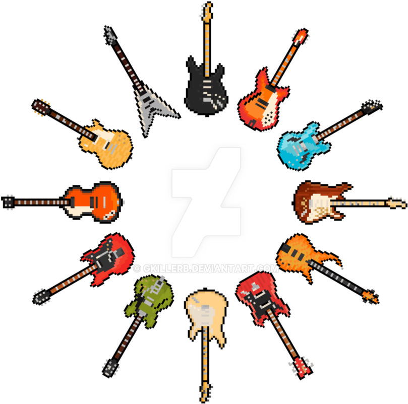 Pixel Guitar Sunburst By Gkillerb - Pixel Guitar Sunburst By Gkillerb (894x894)