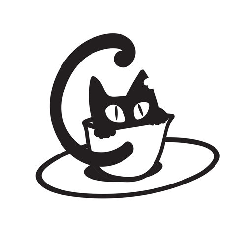 Logo Cat Only Circle - Neko Cafe Logo (500x500)