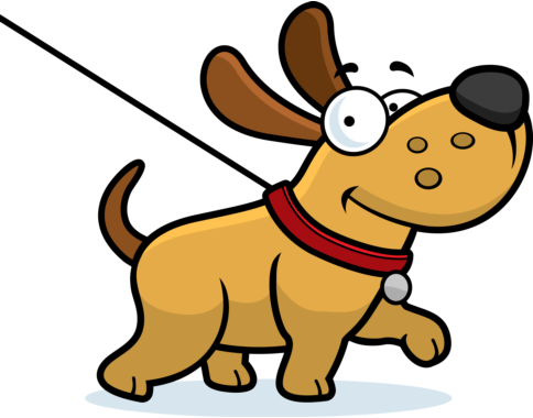 Cartoon Dog On A Leash (484x380)