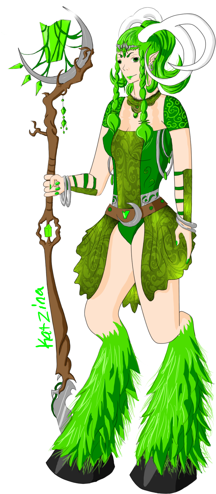 The Dryad Goddess By Katzina - Cartoon (900x1758)