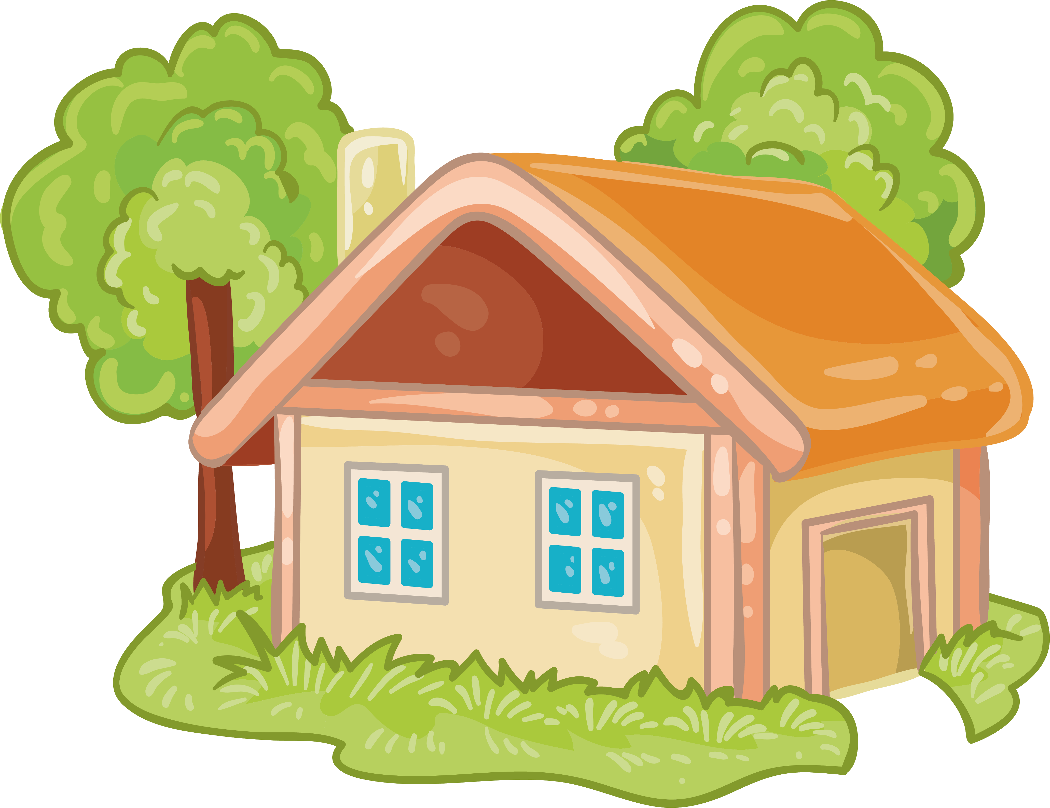 House Cartoon Log Cabin - House Cartoon Png (4124x3174)