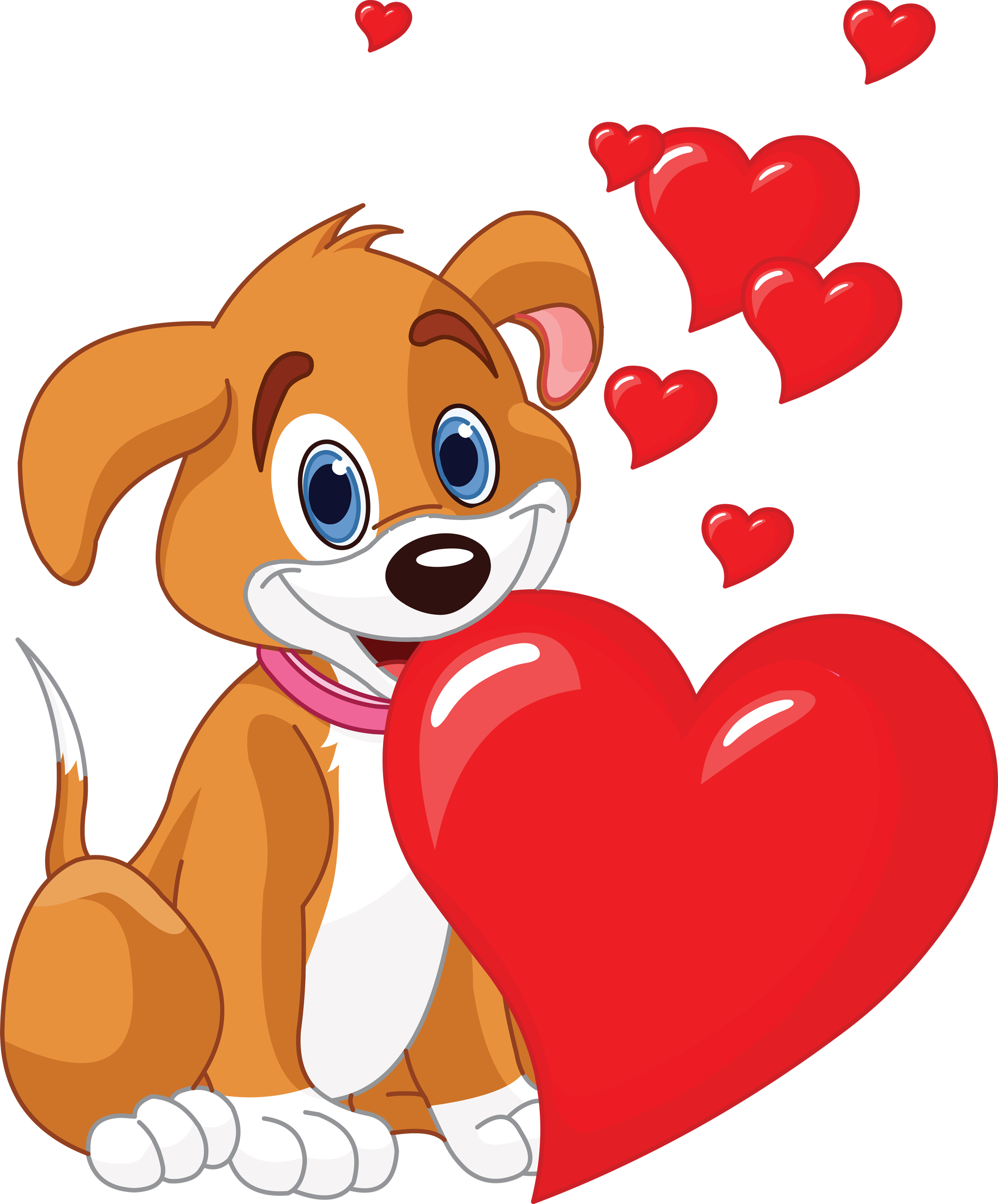Puppy Love - - Cartoon Dog Valentine (1991x2400)