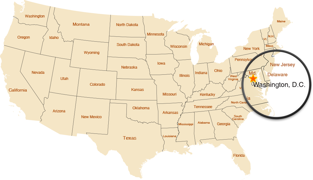 Map Of Washington Dc In United States Us State Thempfa - Washington Dc Is I...