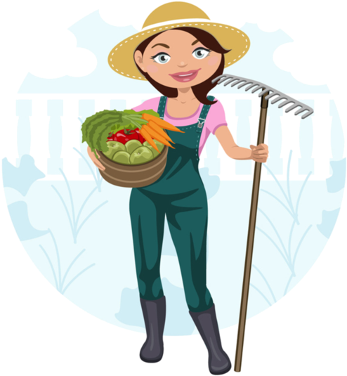 Personnages, Illustration, Individu, Personne, Gens - Female Farmer Cartoon (600x570)