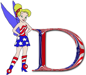 Tinkerbell, Tinker Bell, Usa, American Flag, Free Alphabet, - Cartoon (540x380)