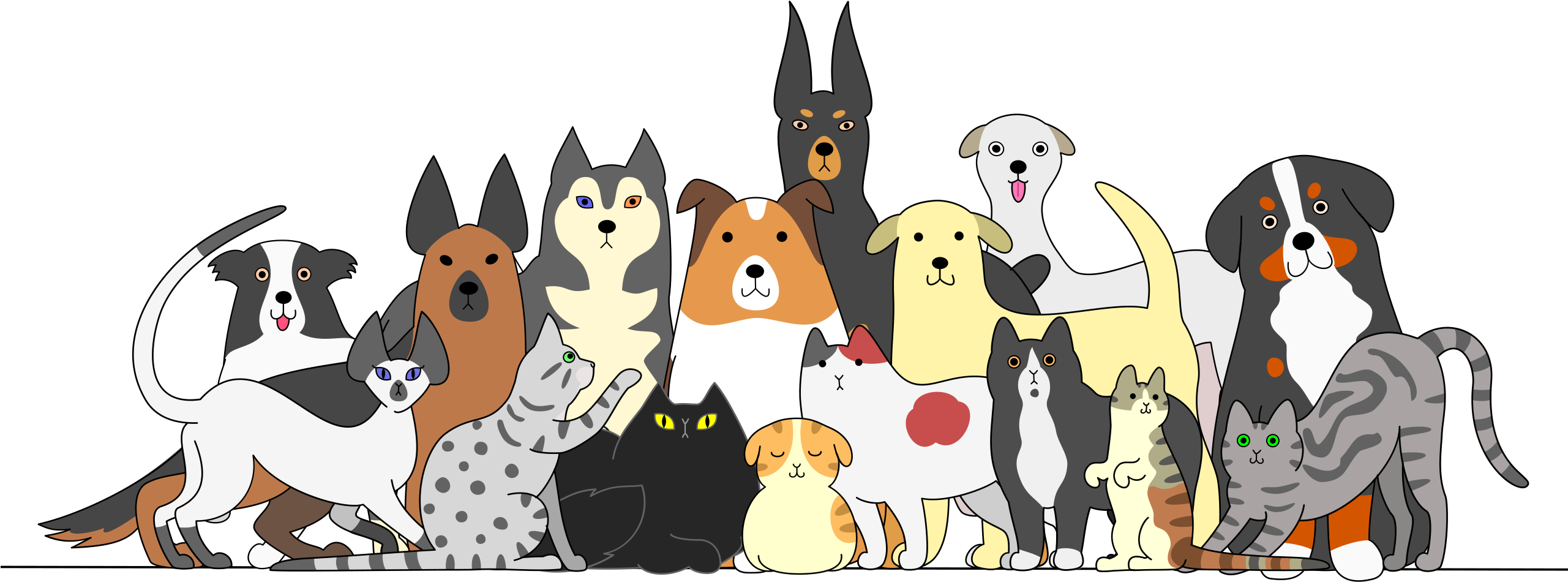 Dog Cartoons - Dog Walking - Group Of Dogs Vector (2560x1400)