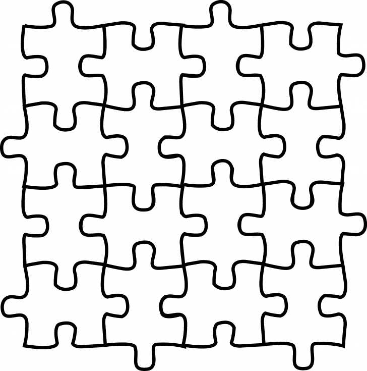 Puzzle Pieces Coloring Page Clip Art Colorable Of A - Black And White Puzzle Pieces Clip Art (728x735)