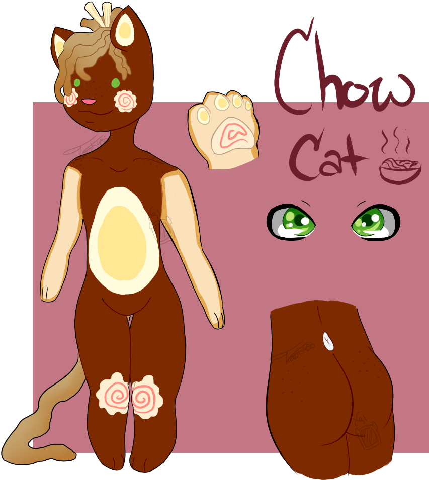Chow Cat {ramen Cat} Closed By Toasti435 - Cartoon (1000x1000)