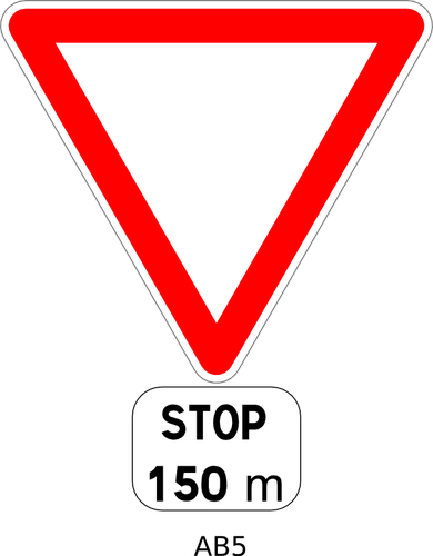 Parada En 150m Carretera Signo Vector De La Imagen - Traffic Sign (390x500)