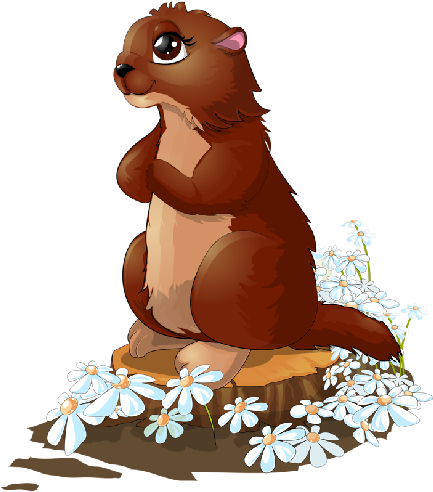 Cartoon Beaver Image - Cartoon Squirrel Flowers (500x500)