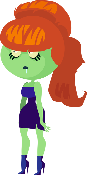 Girl Cartoon Zombie - Cartoon (367x739)