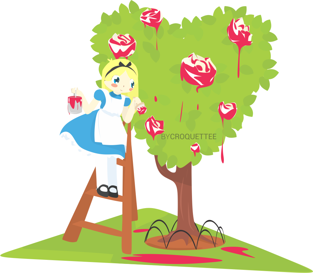 Alice Wonderland - Alice In Wonderland Alice Painting The Roses Red (1001x871)
