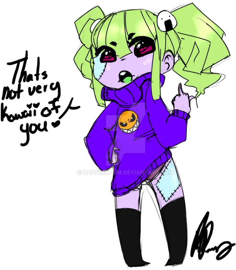 Super Moe Kawaii Zombie Riceball Girl Id By Strawberryoverlord - Cartoon (877x912)