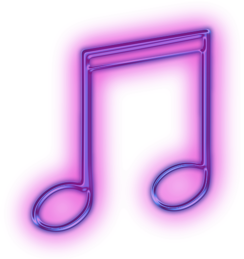 Neon Purple Clipart - Neon Music Notes Transparent Background (512x512)