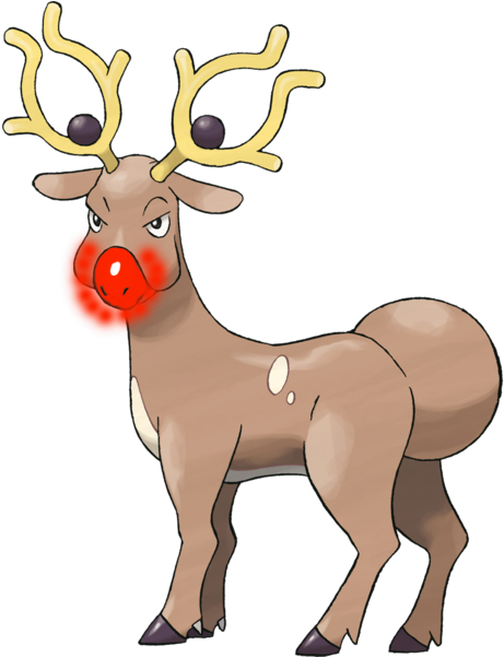 Rudolph The Red Nosed Stantler By Darthraner83 - Pokemon Stantler (600x600)