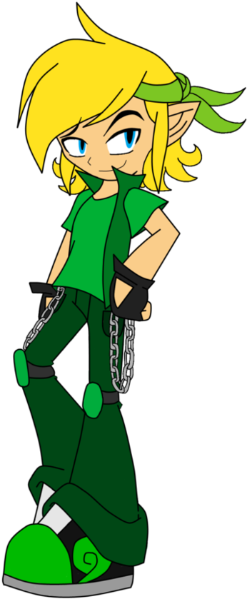 Skater Green Link By Redfirestar - Cartoon (875x913)