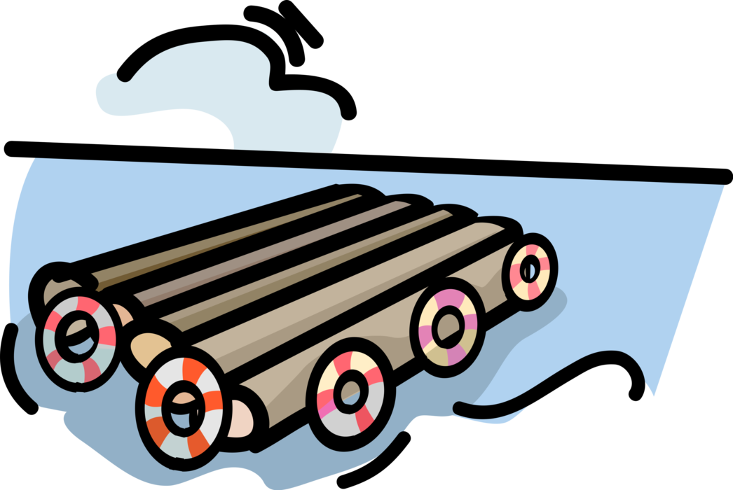 Vector Illustration Of Floating Log Raft Platform In - Vector Illustration Of Floating Log Raft Platform In (1046x700)