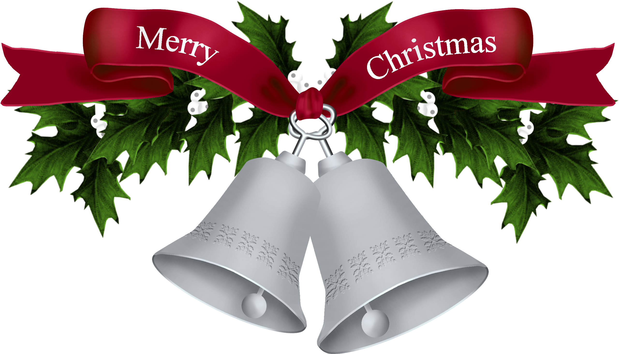 Silver Bell Clip Art For Christmas - Merry Christmas Silver Bells (2600x1620)