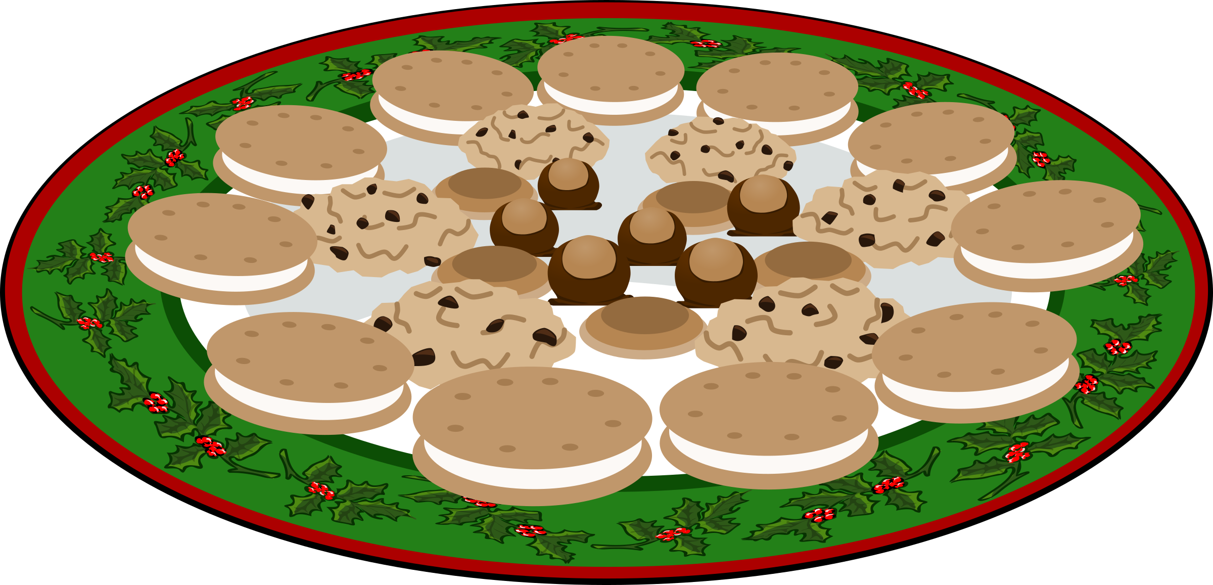 Plate Of Christmas Cookies Clip Art - Plate Of Cookies Clipart Png (2400x1157)