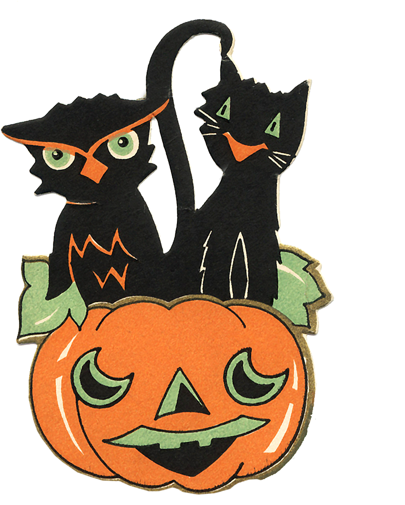 Vintage Halloween Clipart - Cat (1065x1059)