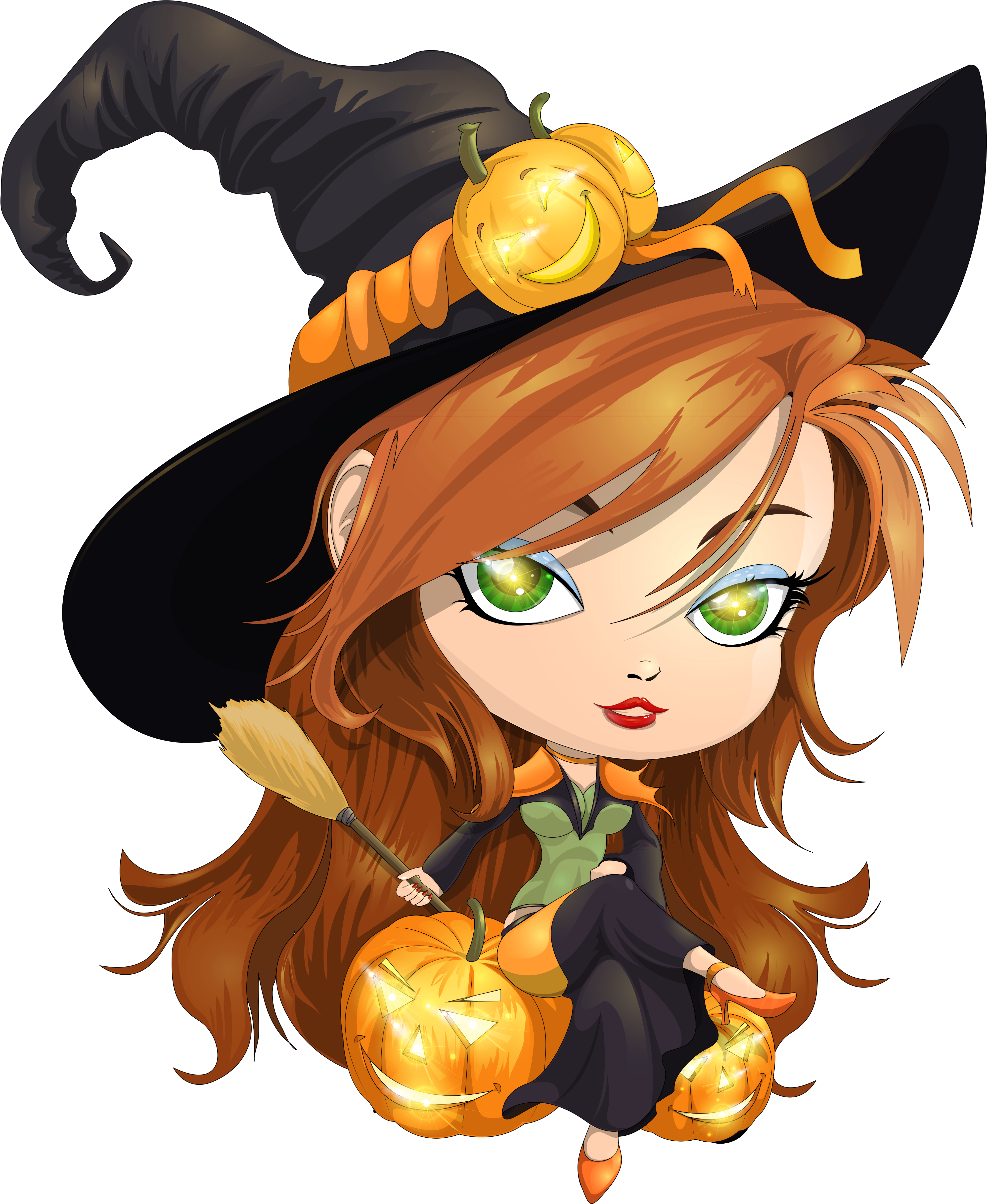 Halloween Ghosts - Cute Witch Clipart (4268x5104)