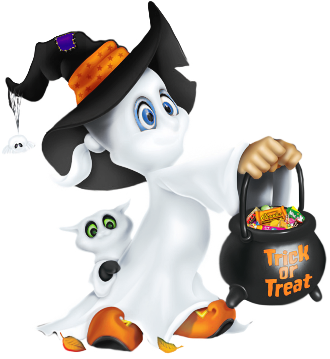 Cute Halloween Ghost Clipart - Cute Halloween Ghost Png (1200x1277)