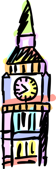 Vector Illustration Of Big Ben Clock Tower Tourism - Vector Illustration Of Big Ben Clock Tower Tourism (234x700)
