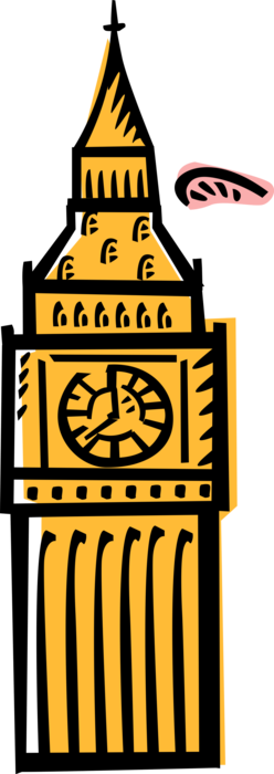 Vector Illustration Of Big Ben Clock Tower Tourism - Vector Illustration Of Big Ben Clock Tower Tourism (248x700)