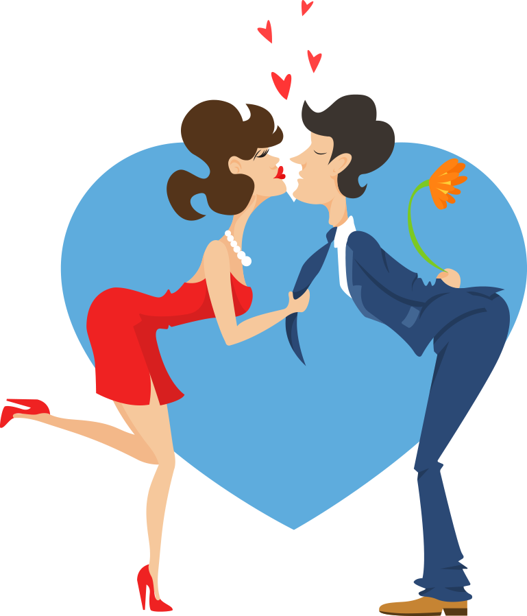 Euclidean Vector Illustration - Girl Kissing Png (769x898)