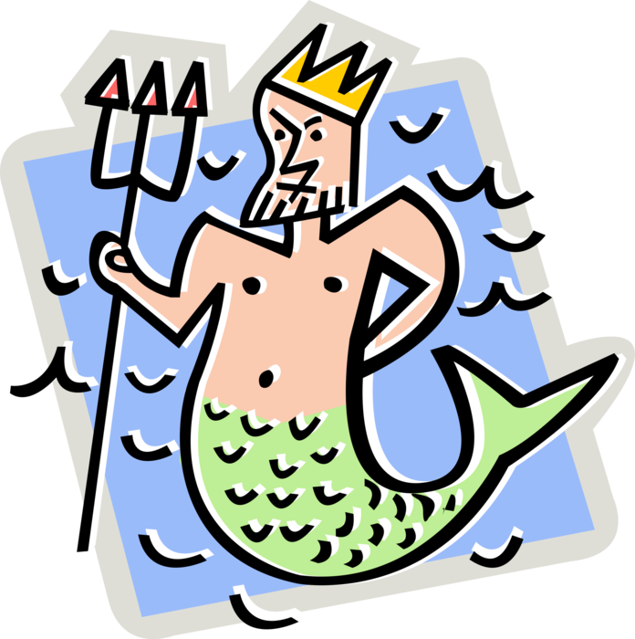 Vector Illustration Of Mythological Greek God Triton, - Greek Mythology (696x700)