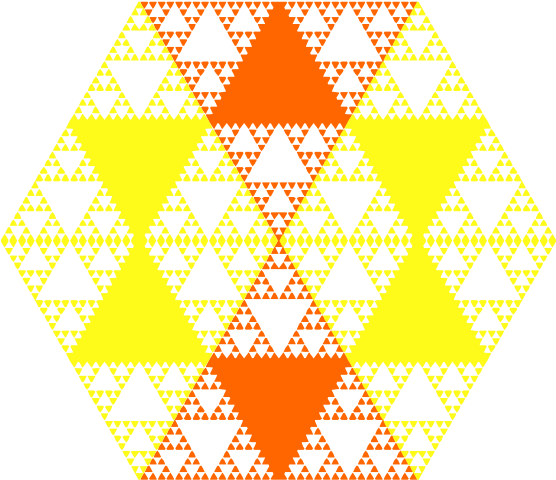 Serpinski Hexagon 555px - Geometria Factal Png (555x555)