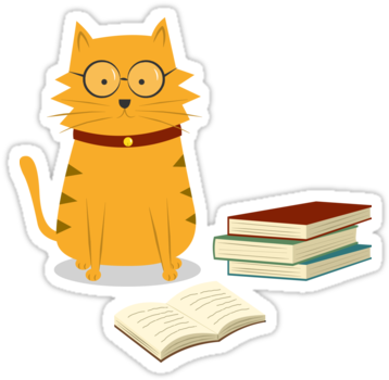 Nerdy Cat Redbubble Sticker By Cartoon Being - Nerdy Cat Canvas Print - Small By Cartoon Being (375x360)